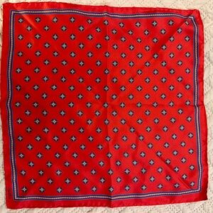 Authentic Sulka 100% Pure Silk Scarf Red Navy | Made in Italy | Rare Luxury